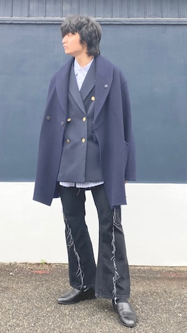 「アイテム（ピーコート）」を使った、ざわ_低身長男子styleさん（メンズ・163cm）の冬コーディネート