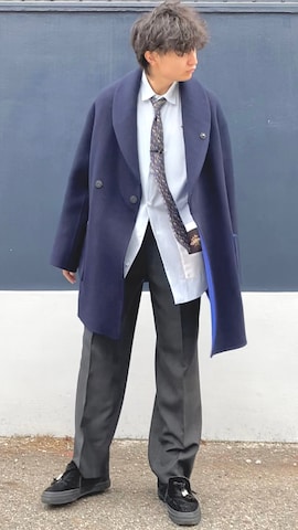 「アイテム（ピーコート）」を使った、ざわ_低身長男子styleさん（メンズ・163cm）の春コーディネート