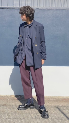 kolorのスラックスを使ったざわ_低身長男子styleさんのファッション動画