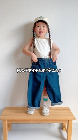 「アイテム（ジャンパースカート）」を使った、ふうさん（キッズ・100cm）の夏コーディネート