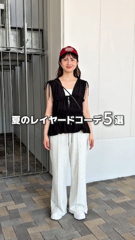 「tiptop（ティップトップ）のテレコチョーカータンクトップ（タンクトップ）」を使った、シホ🌷さん（レディース・155cm）の夏コーディネート