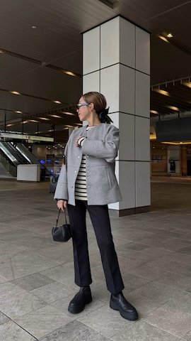 「アイテム（ノーカラーコート）」を使った、Oo.hiro.oOさん（レディース・159cm）の秋コーディネート