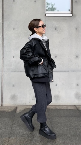 「Java（ジャバ）のアイテム（ブルゾン）」を使った、Oo.hiro.oOさん（レディース・159cm）の冬コーディネート