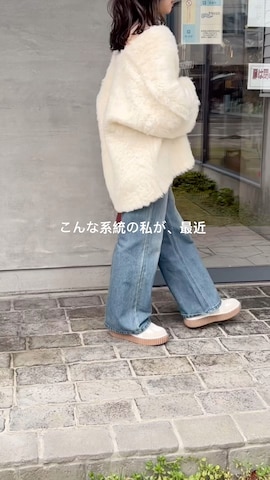 「アイテム（ノーカラーコート）」を使った、えだ( ¨̮ )さん（レディース・155cm）の冬コーディネート