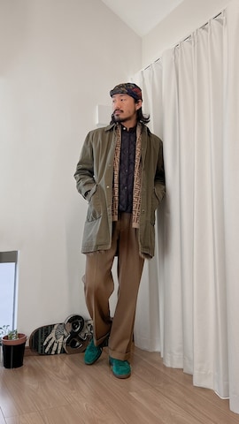 「アイテム（バンダナ/スカーフ）」を使った、fatguy321 さん（メンズ・177cm）の冬コーディネート