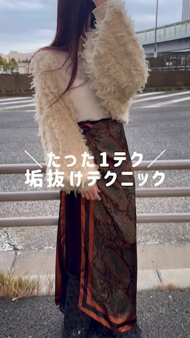 「アイテム（テーラードジャケット、レッド系）」を使った、yukiさん（レディース・156cm）の秋コーディネート