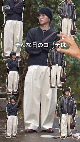 「アイテム（ライダースジャケット）」を使った、熊谷一平さん（メンズ・165cm・20代）の冬コーディネート