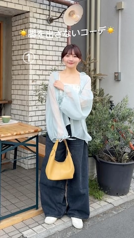 「アイテム（ヘアゴム）」を使った、みさねさん（レディース・158cm）の春コーディネート