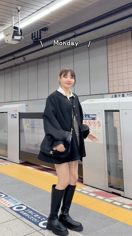 ノーカラージャケットを使ったみさねさんのファッション動画