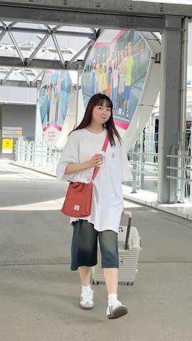 「アイテム（ジャンパースカート）」を使った、みさねさん（レディース・158cm）の夏コーディネート