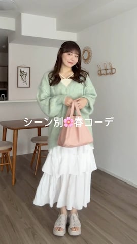 「アイテム（ノーカラージャケット）」を使った、みさねさん（レディース・158cm）の春コーディネート