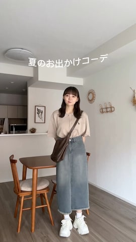 「アイテム（ポロシャツ）」を使った、みさねさん（レディース・158cm）の夏コーディネート