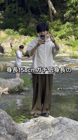 「ETELIO（エテリオ）の【2点セット】梨地ポケット付きクルービッグTシャツ＆ロングタンクトップアンサンブルセット（Tシャツ/カットソー）」を使った、hide158さん（メンズ・158cm）の夏コーディネート